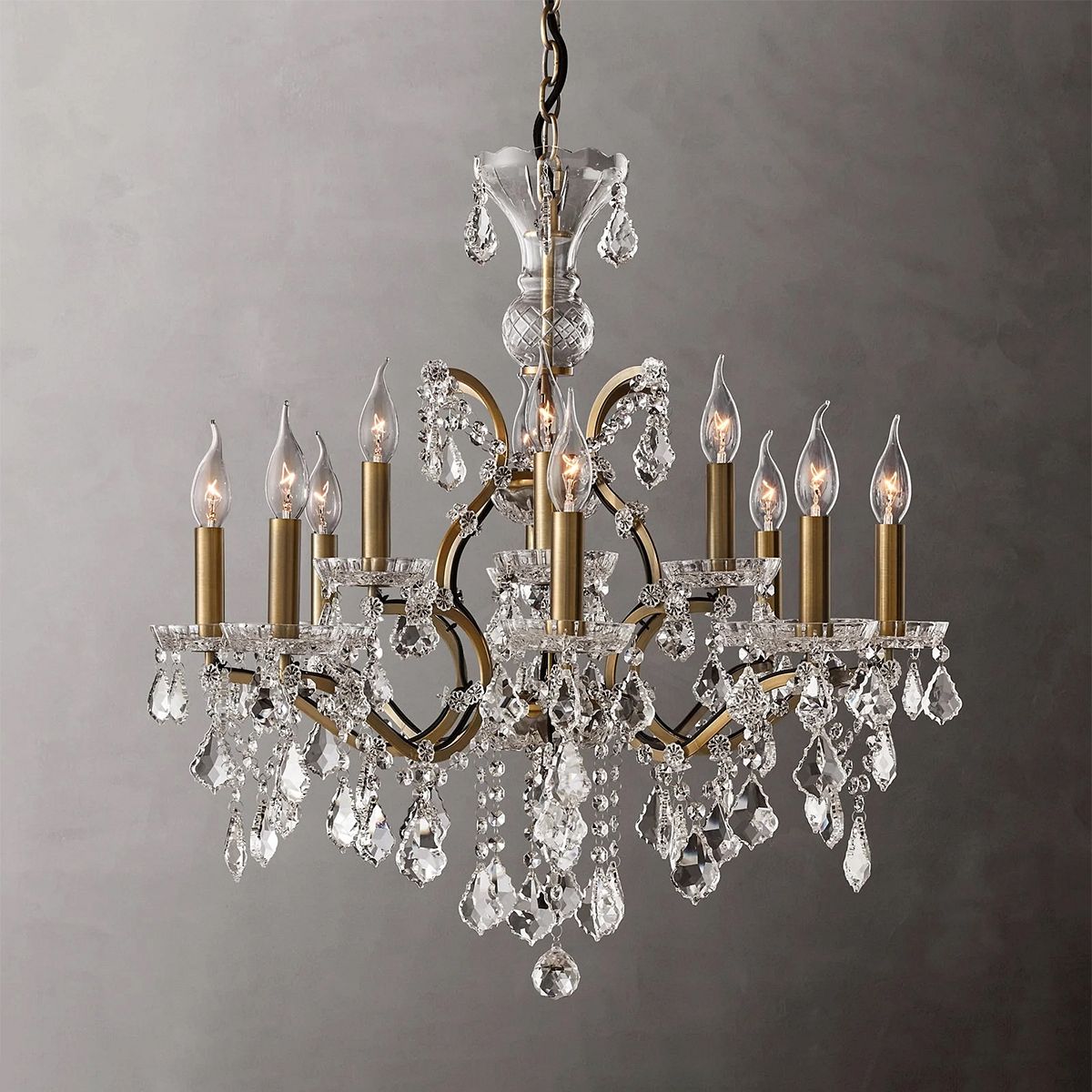 19TH C. Crystal Round Chandelier