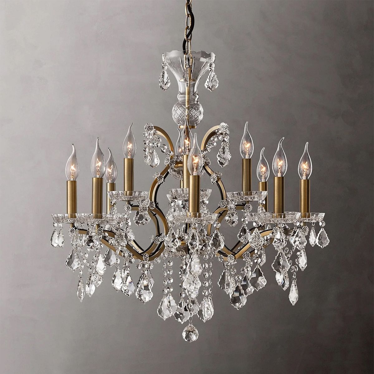 19TH C. Crystal Round Chandelier
