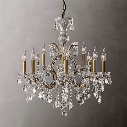 19TH C. Crystal Round Chandelier