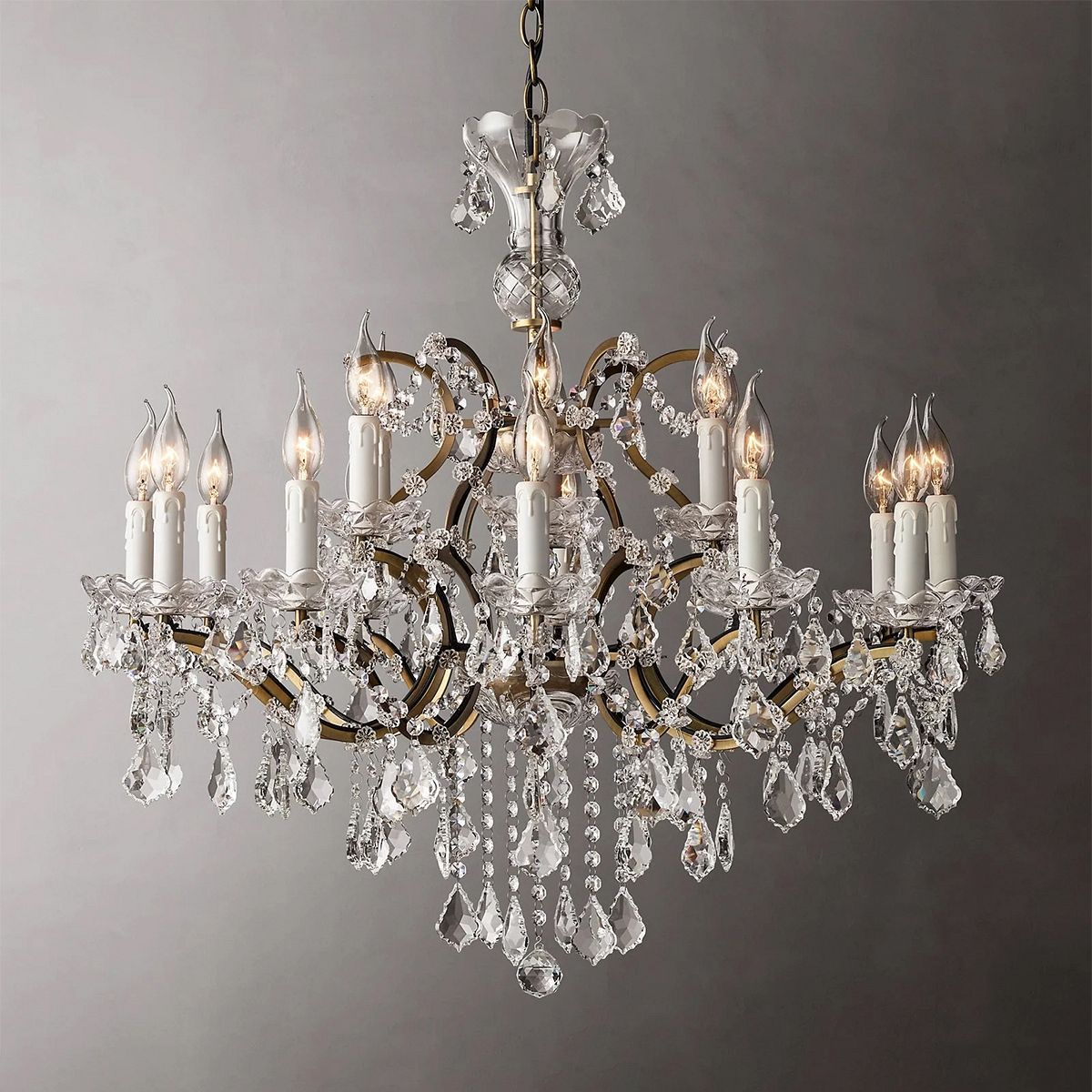 19TH C. Crystal Round Chandelier