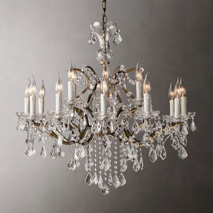 19TH C. Crystal Round Chandelier