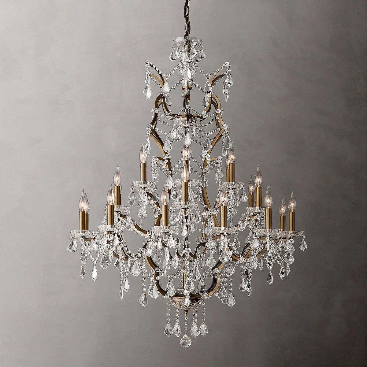 19TH C. Crystal Round Chandelier