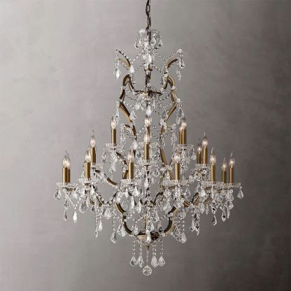 19TH C. Crystal Round Chandelier