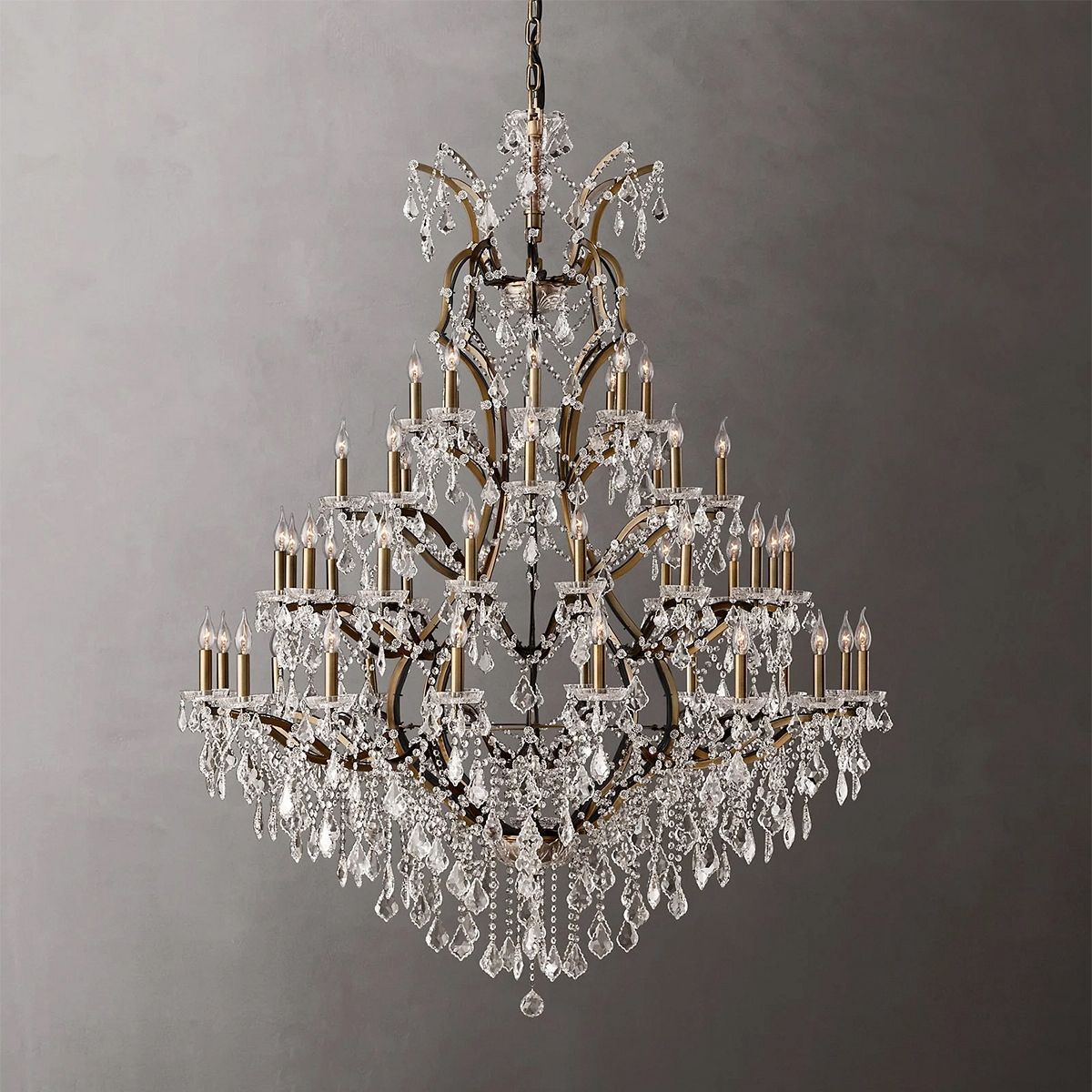 19TH C. Crystal Round Chandelier