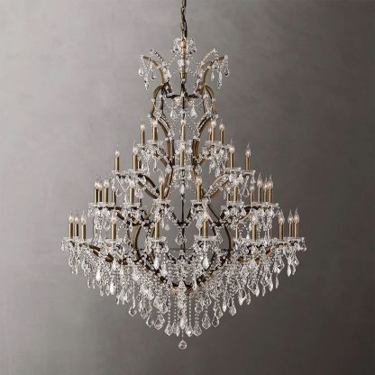 19TH C. Crystal Round Chandelier