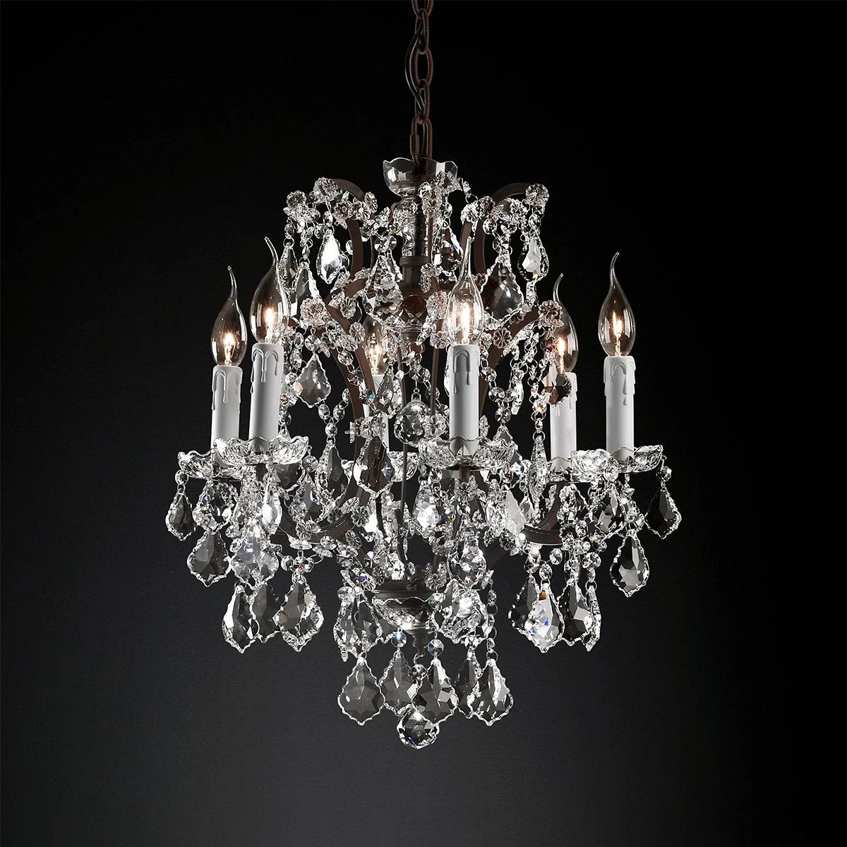 19TH C. Crystal Round Chandelier