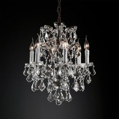 19TH C. Crystal Round Chandelier