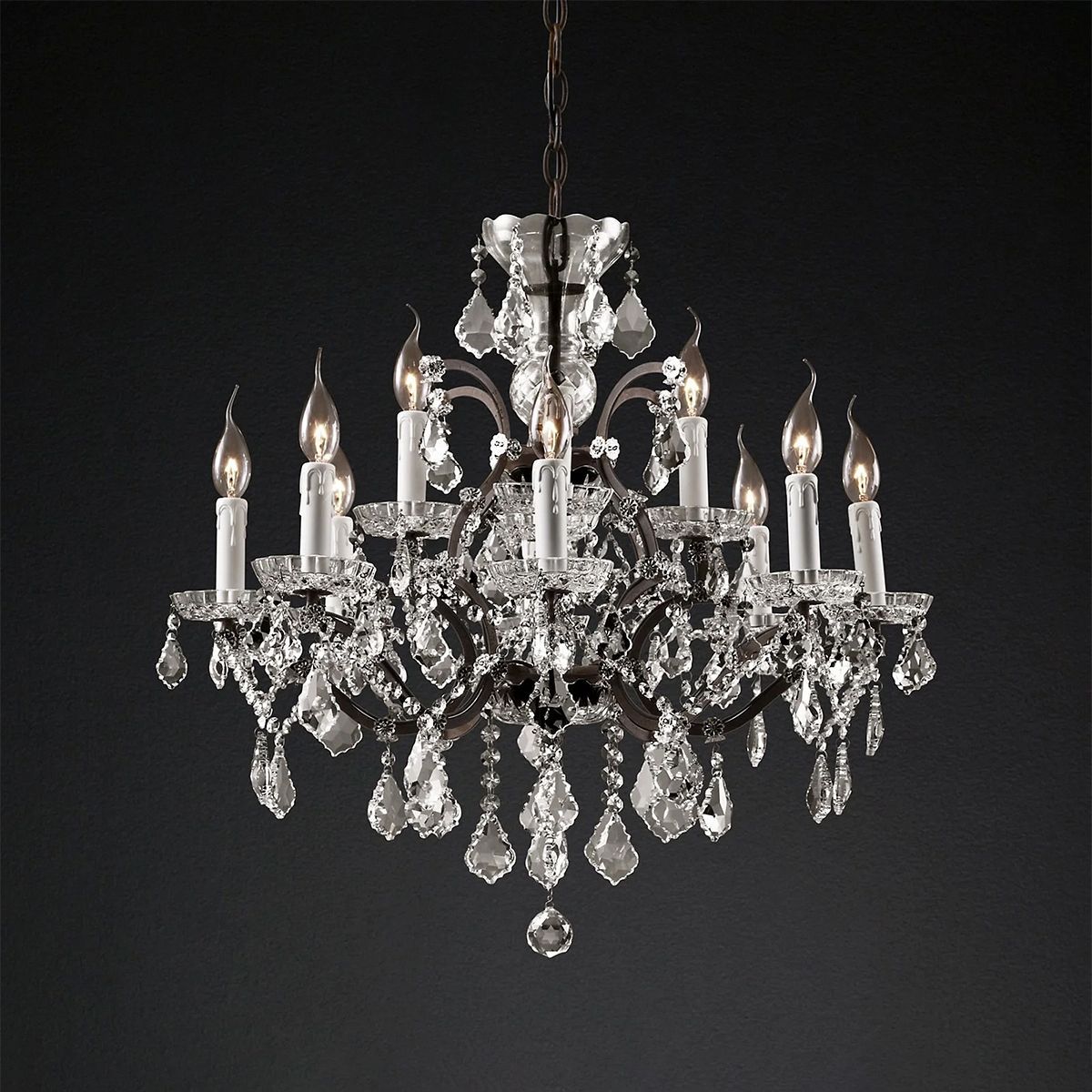 19TH C. Crystal Round Chandelier