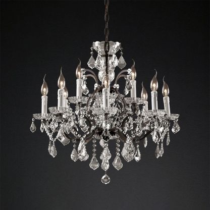 19TH C. Crystal Round Chandelier