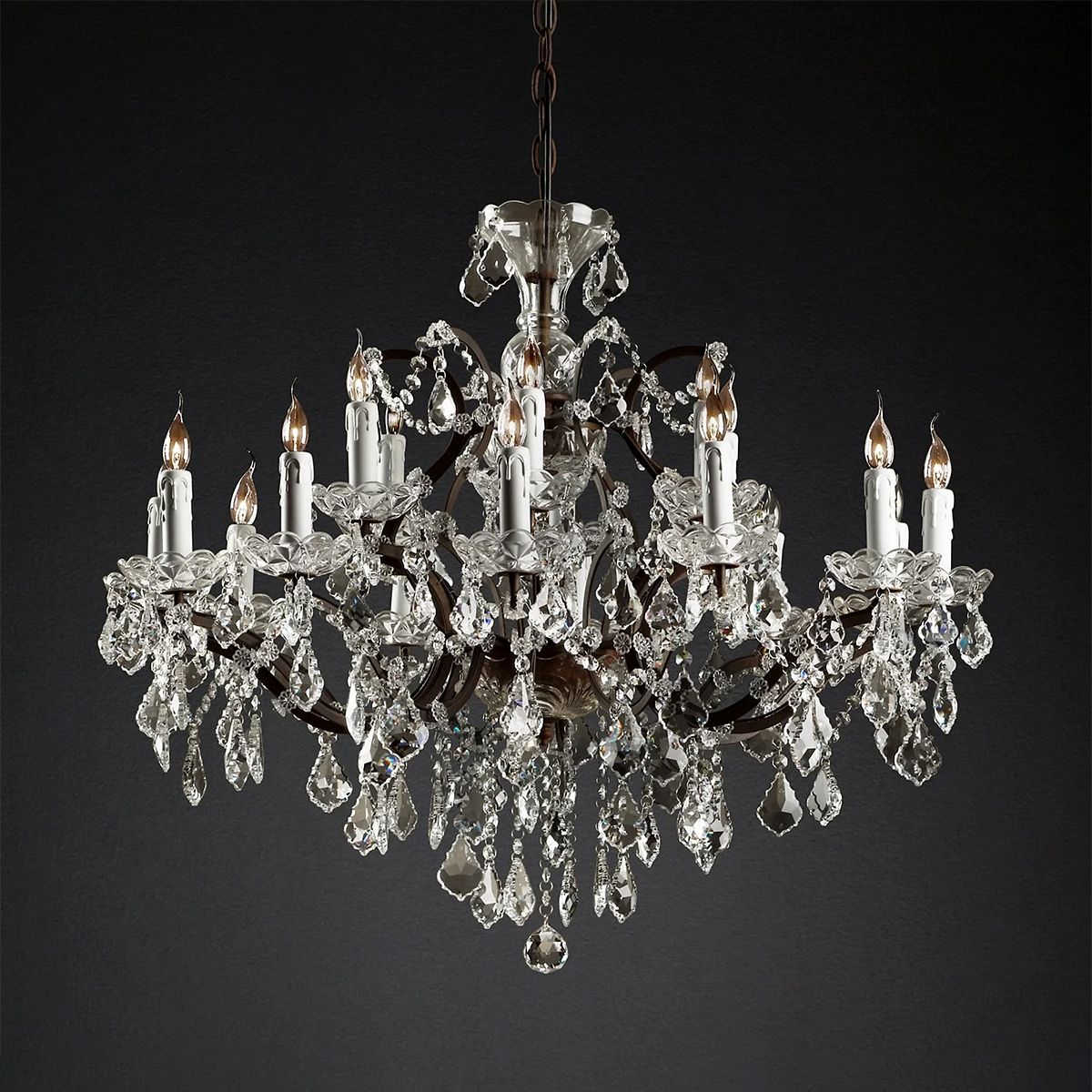 19TH C. Crystal Round Chandelier