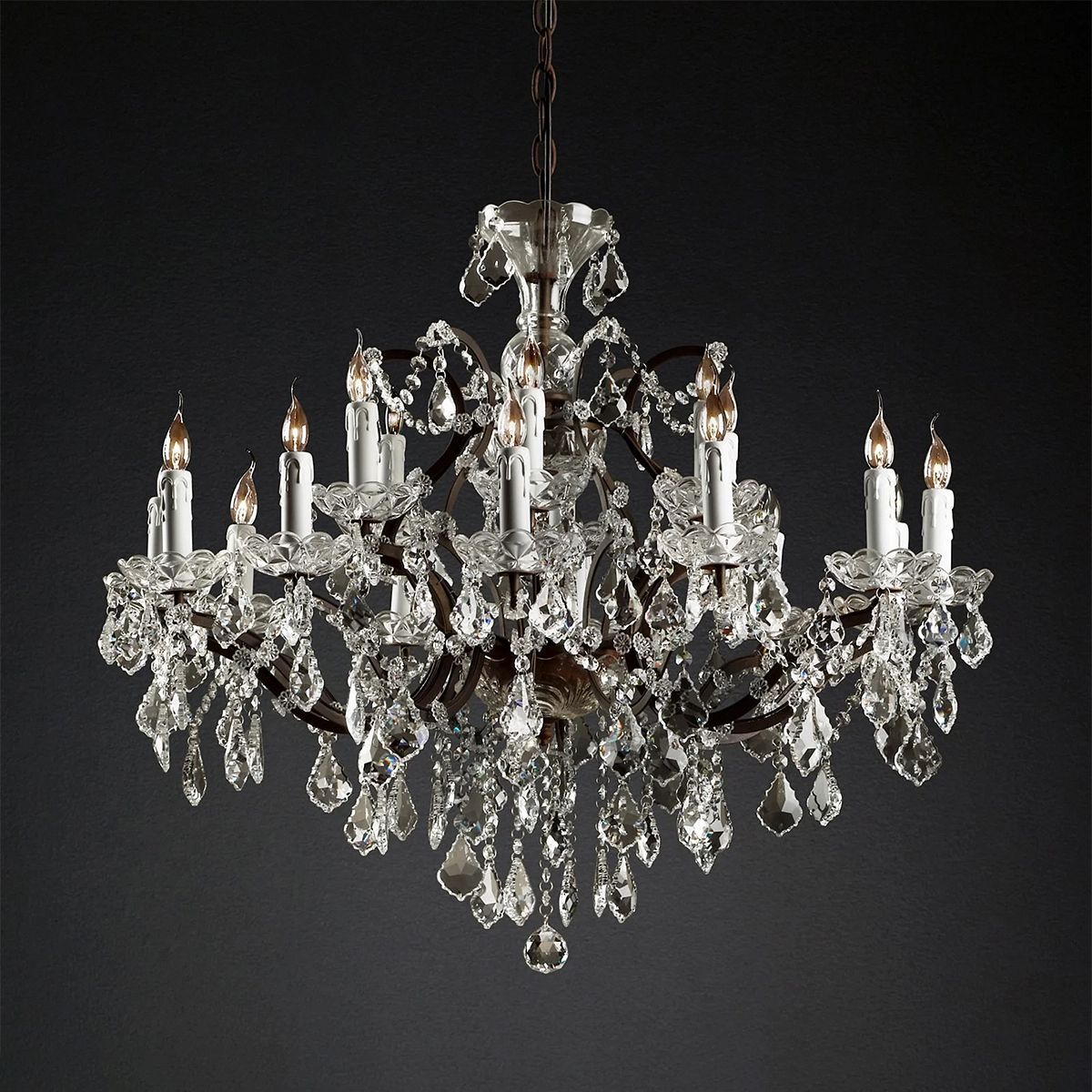 19TH C. Crystal Round Chandelier