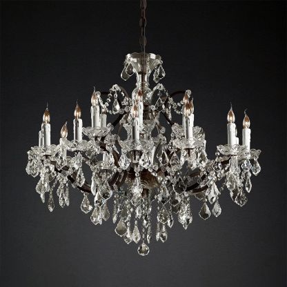 19TH C. Crystal Round Chandelier
