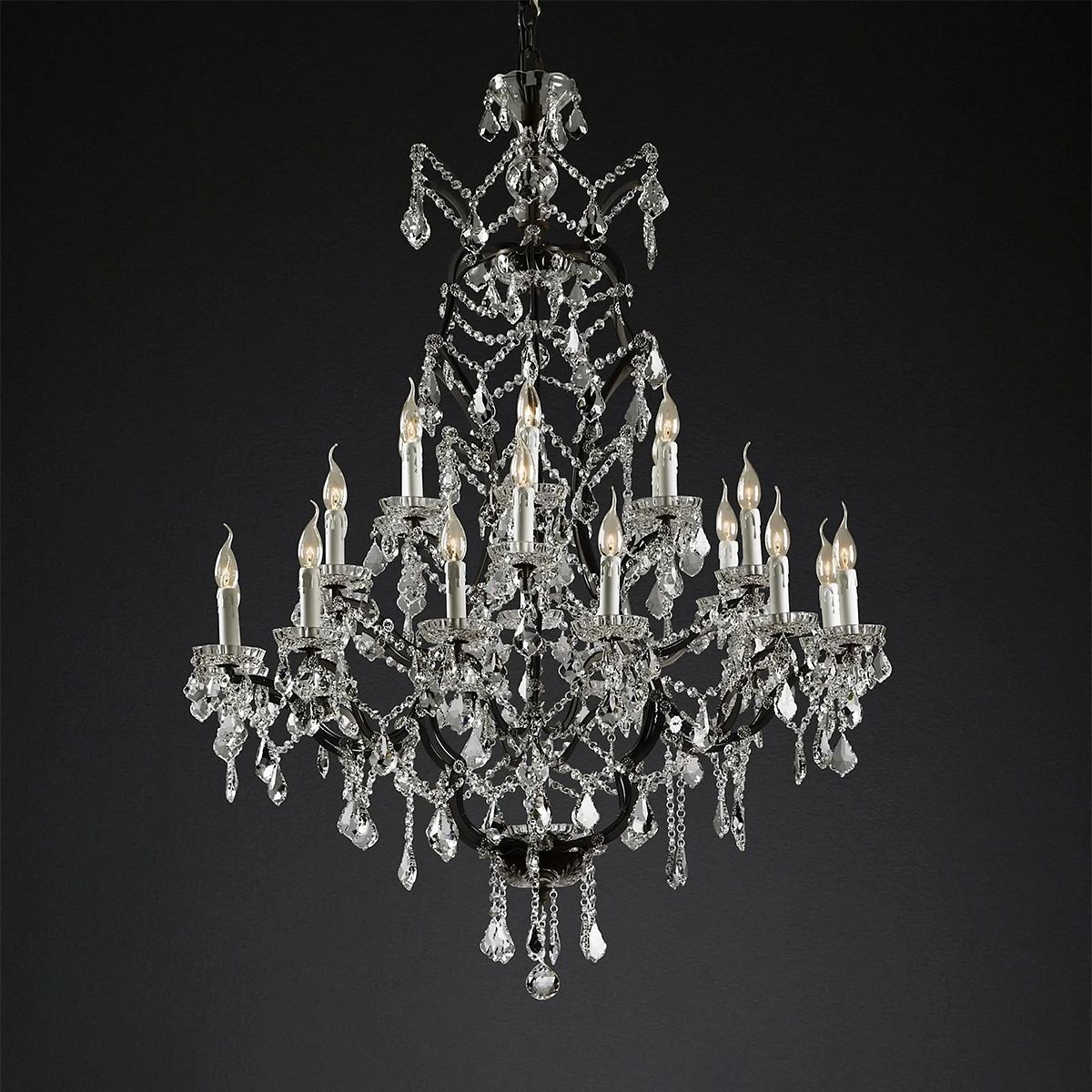 19TH C. Crystal Round Chandelier