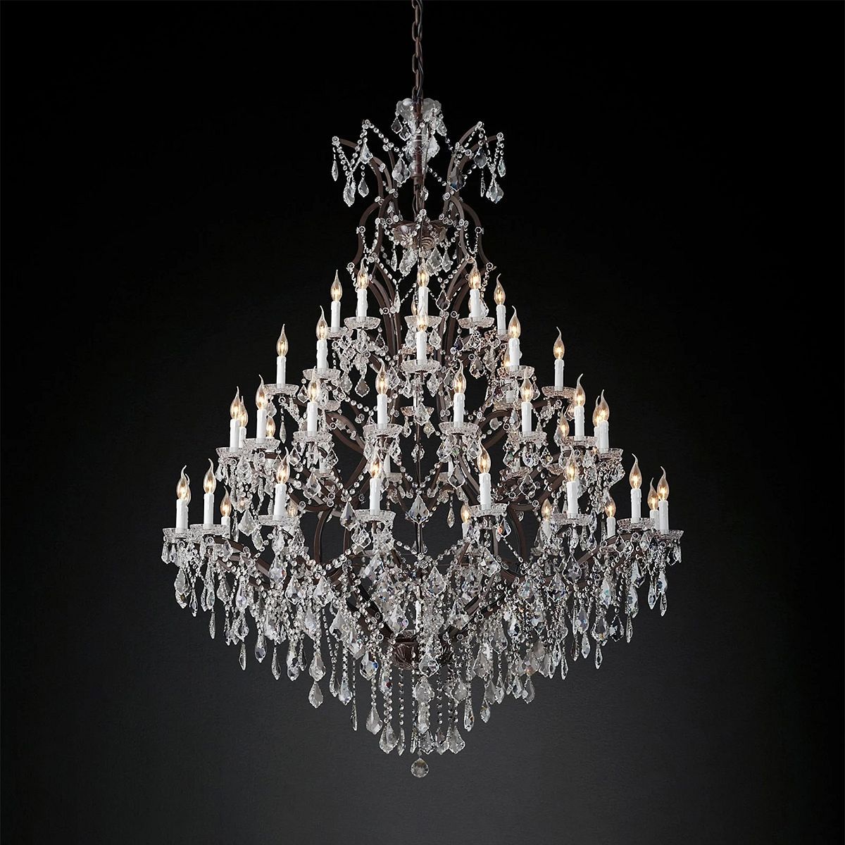 19TH C. Crystal Round Chandelier