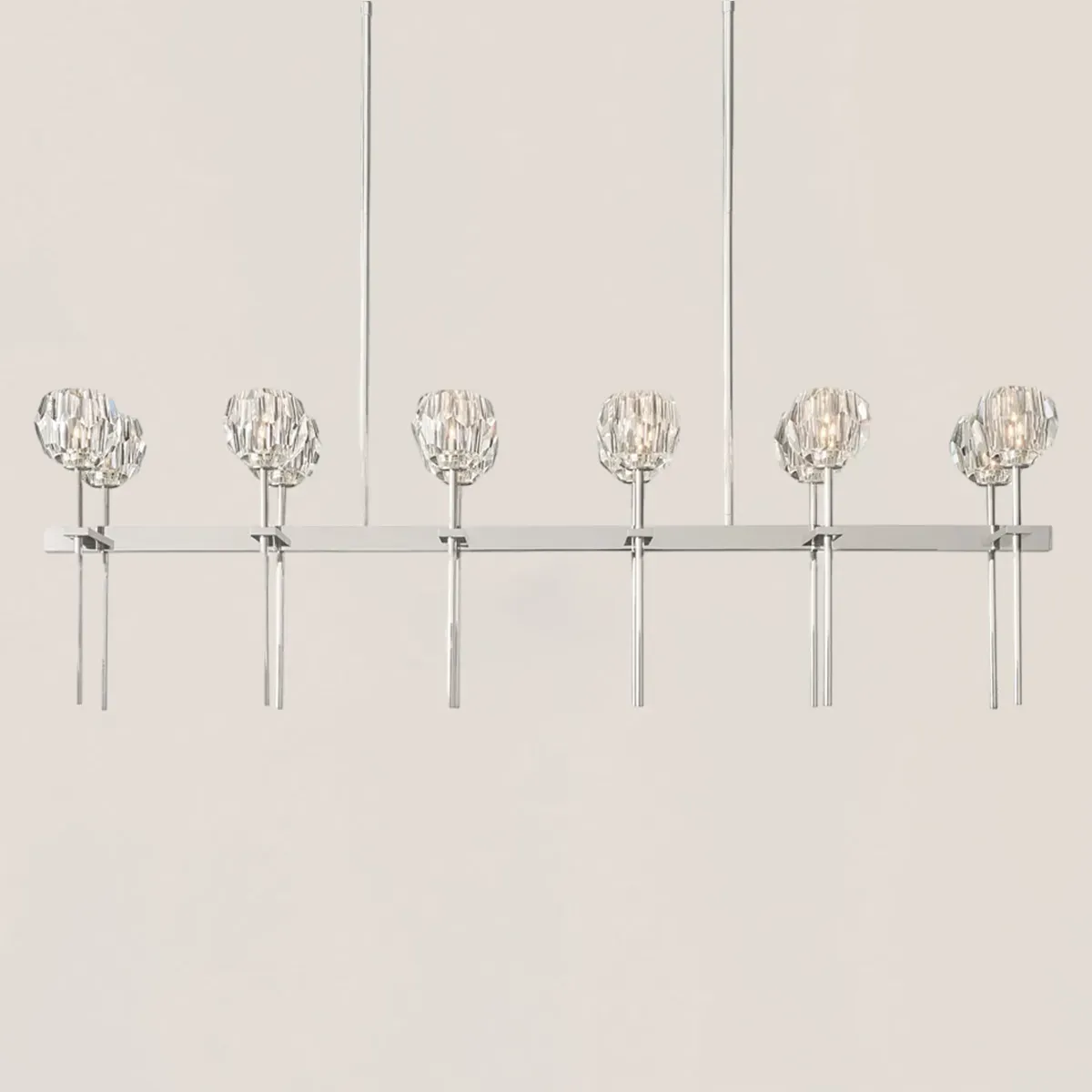 Boule De Crystal Clear Double Linear Chandelier 60"-VaseLamps