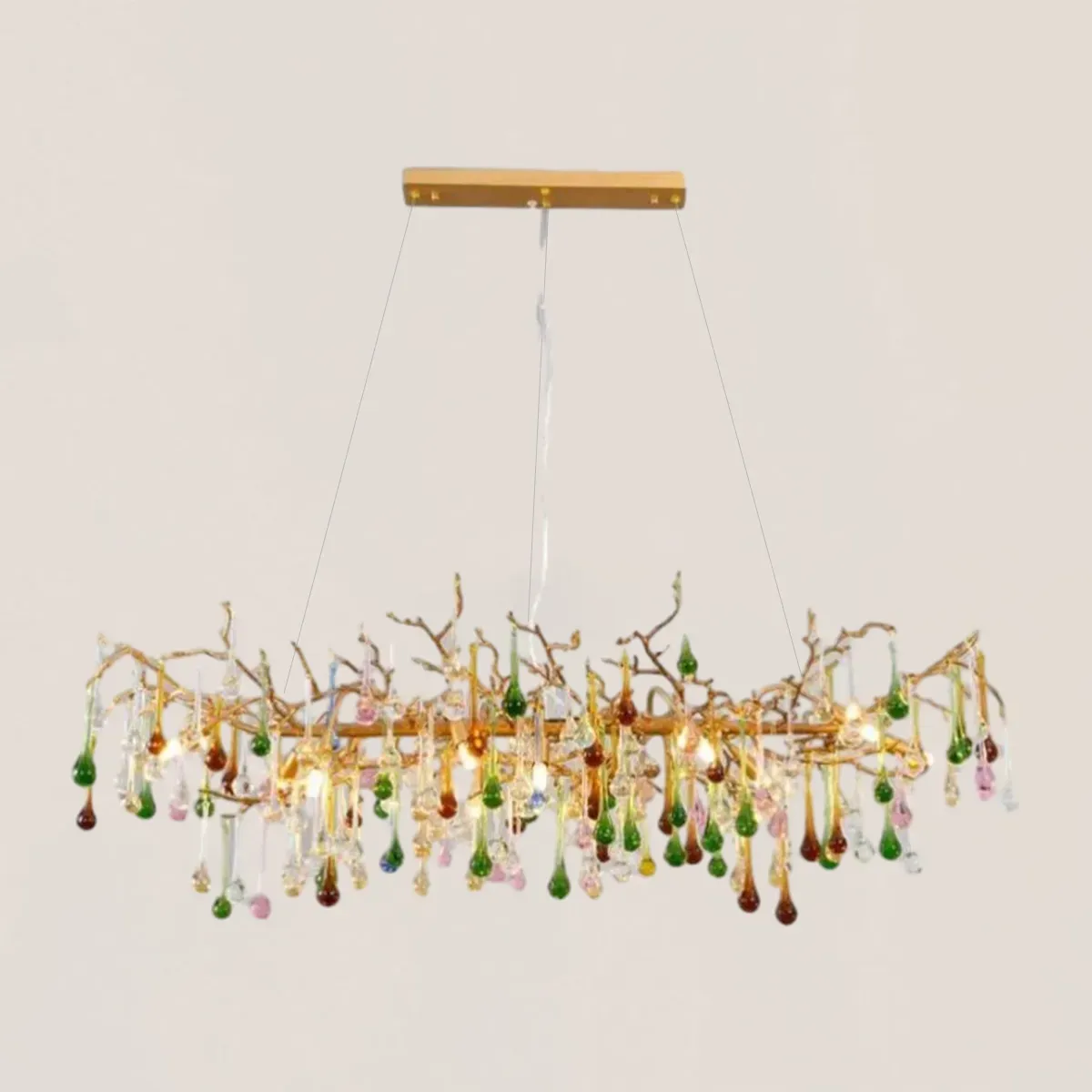 VASELAMPS - Colorful Crystal Glass Linear Branch Chandelier-VaseLamps