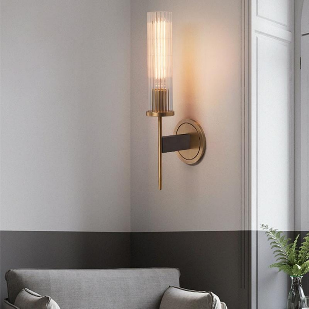 Alouette Brass Glass Wall Sconce-VaseLamps