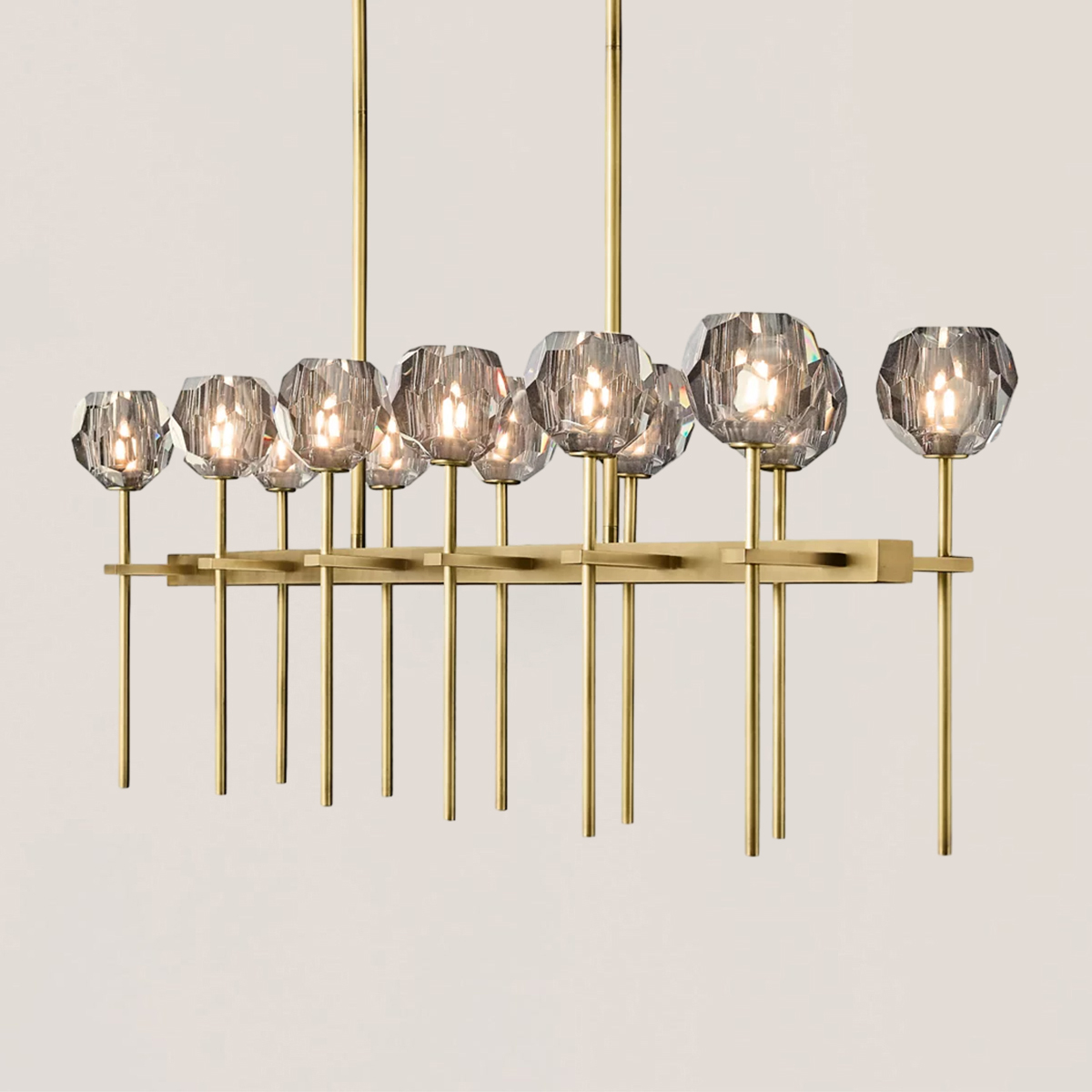 Boule De Crystal Smoke Double Linear Chandelier 60"-VaseLamps