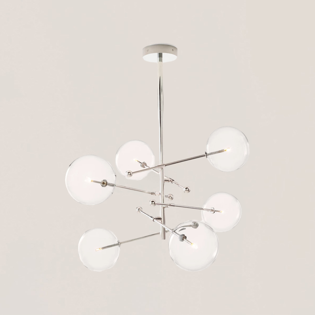 Glass Globe Mobile 6-stem Chandelier 55"-VaseLamps