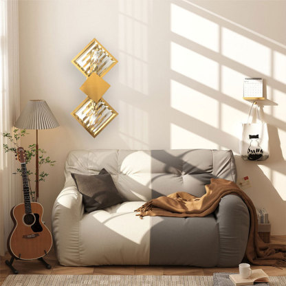 VASELAMPS - Modern Rhombus Crystal Gold Plated Wall Sconce-VaseLamps