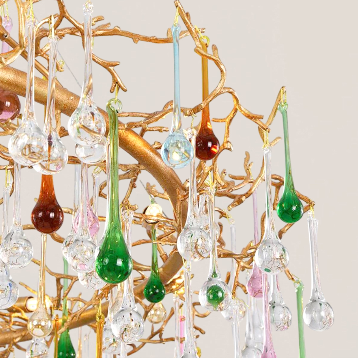 VASELAMPS - Colorful Glass Raindrop Branch Chandelier-VaseLamps