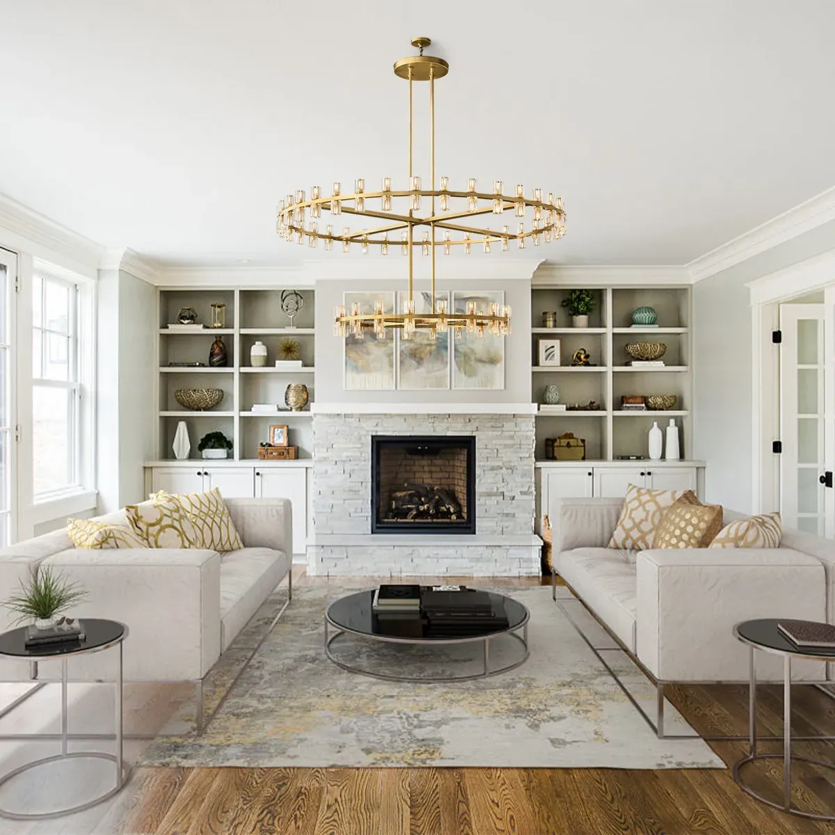 Arcachon LED Round 2-Tier Chandelier 60"-VaseLamps