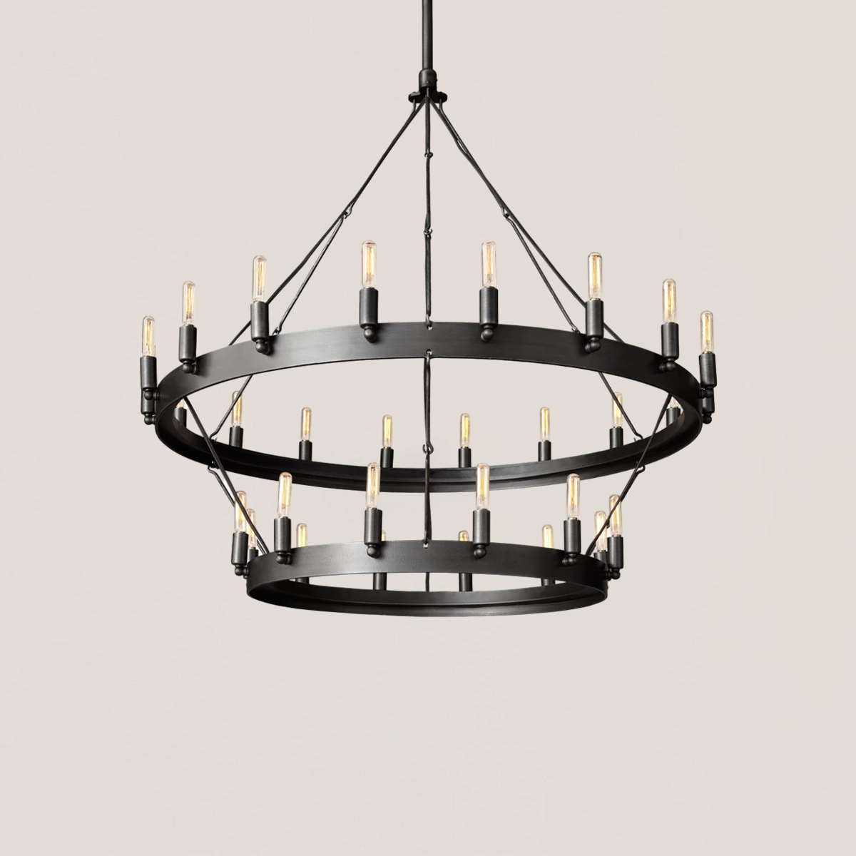Camino Vintage Filament 2-tier Black Chandelier-VaseLamps