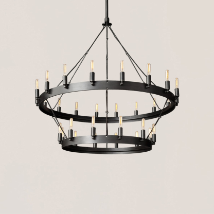 Camino Vintage Filament 2-tier Black Chandelier-VaseLamps