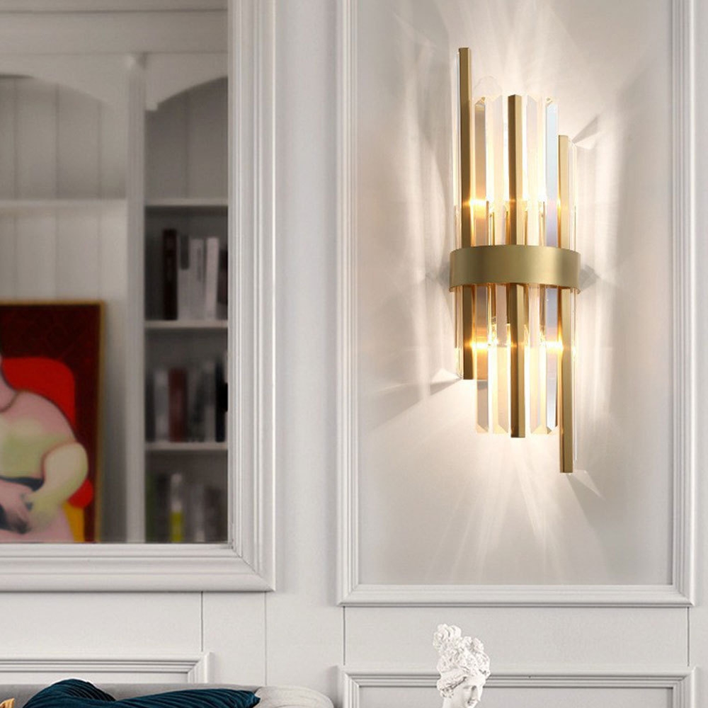 VASELAMPS - Elegant Modern Crystal Gold Plated Wall Sconce-VaseLamps