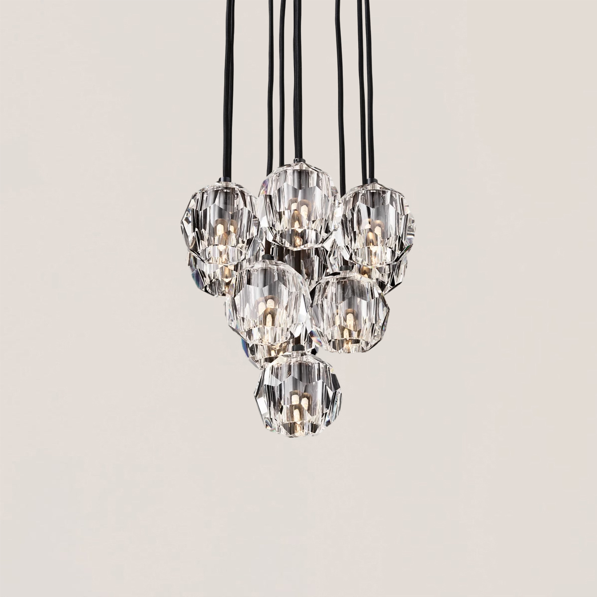 Boule De Crystal Round Cluster Chandelier-VaseLamps