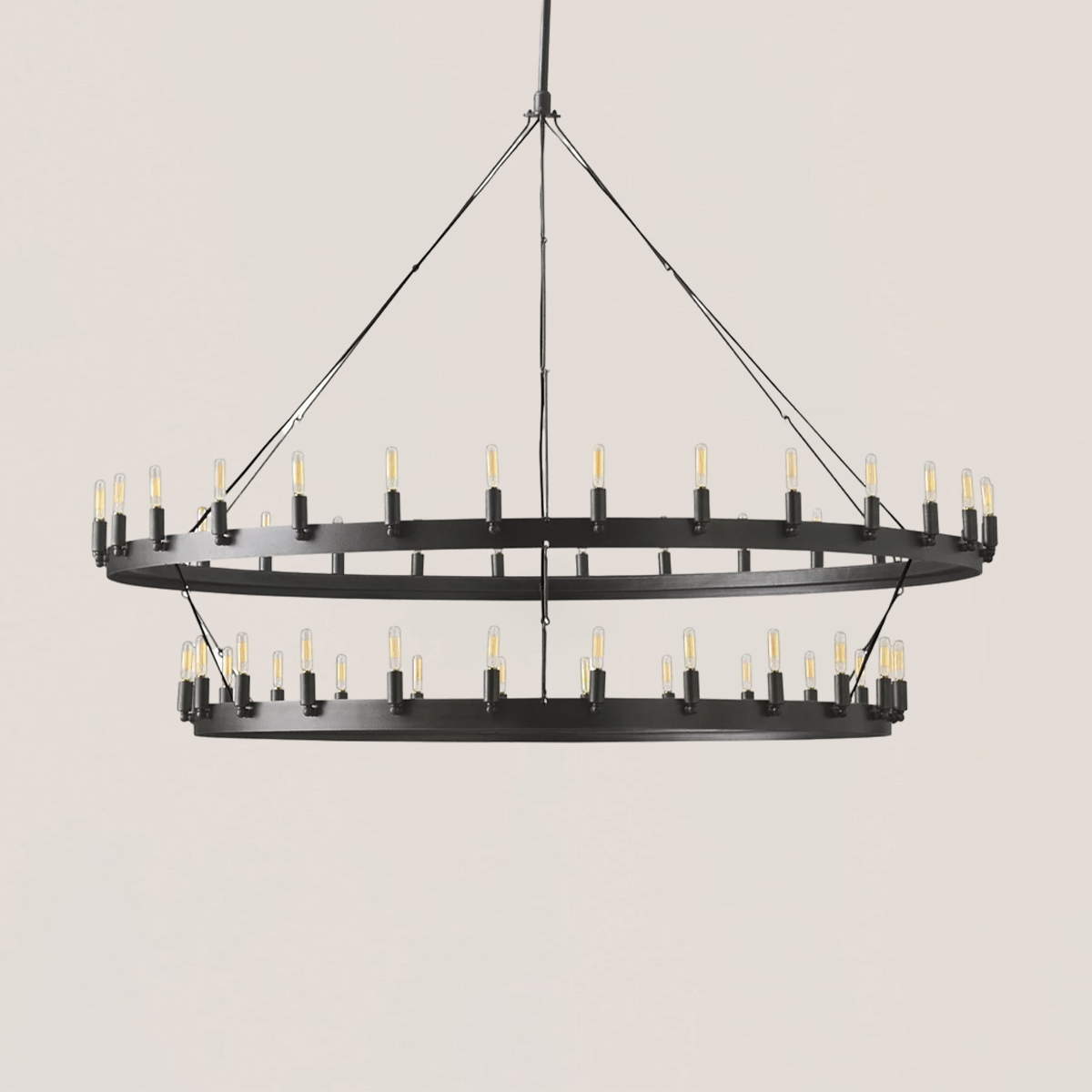 Camino Vintage Filament 2-tier Black Chandelier-VaseLamps