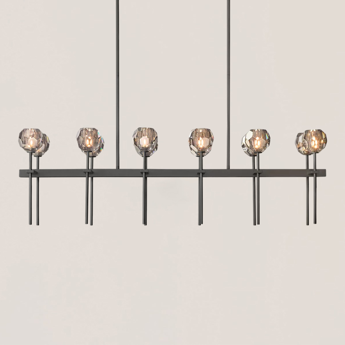 Boule De Crystal Smoke Double Linear Chandelier 60"-VaseLamps