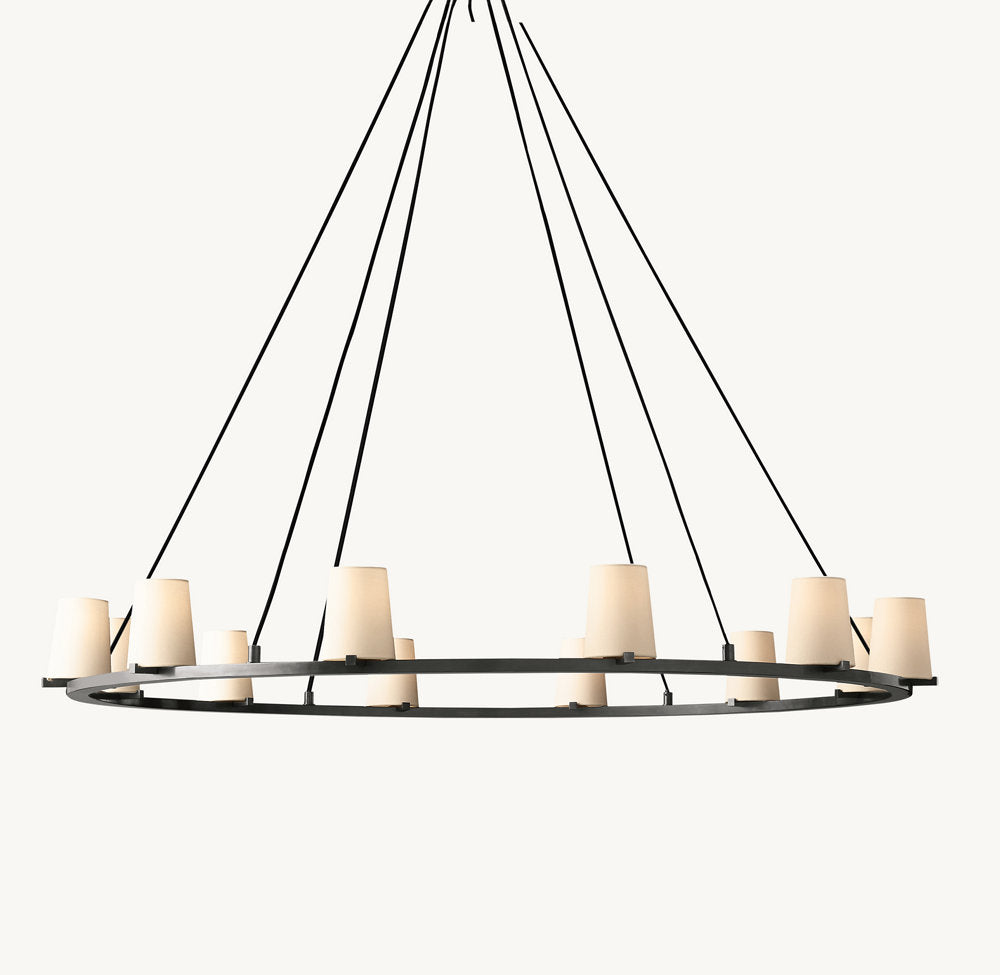 Pauillac Fabric Shade Round Chandelier 60"-VaseLamps