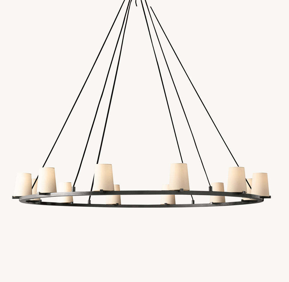 Pauillac Fabric Shade Round Chandelier 60"-VaseLamps