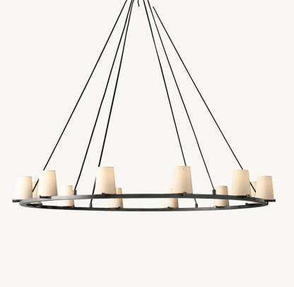 Pauillac Fabric Shade Round Chandelier 60"-VaseLamps