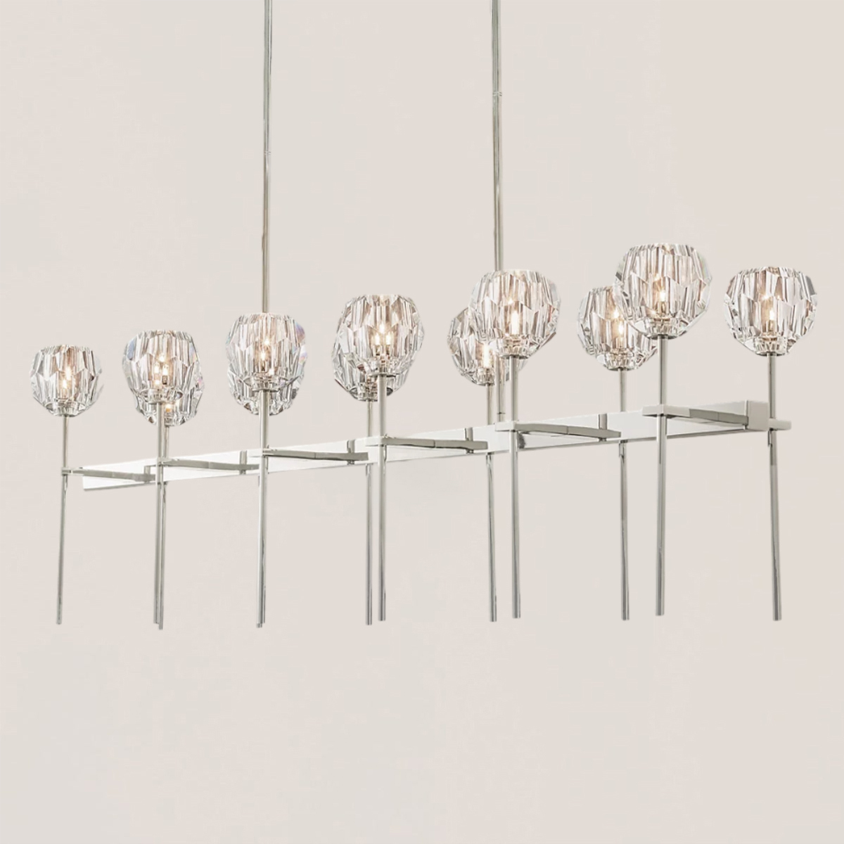 Boule De Crystal Smoke Double Linear Chandelier 60"-VaseLamps