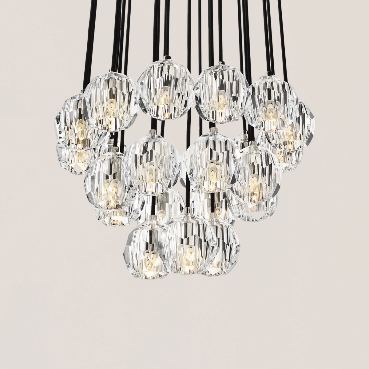 Boule De Crystal Round Cluster Chandelier-VaseLamps