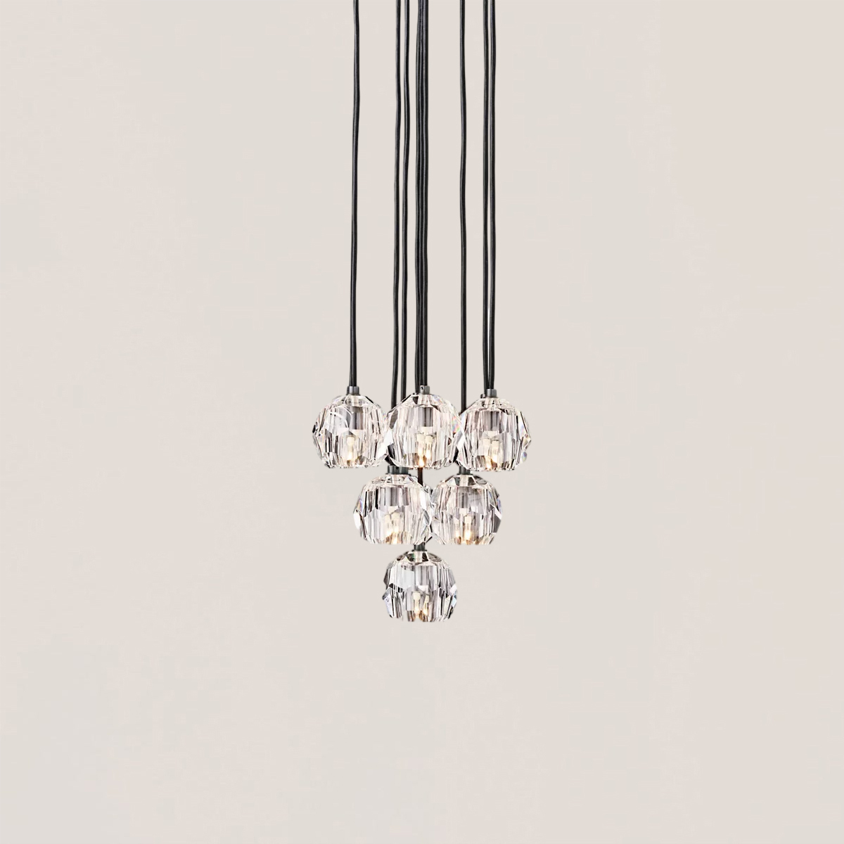 Boule De Crystal Round Cluster Chandelier-VaseLamps