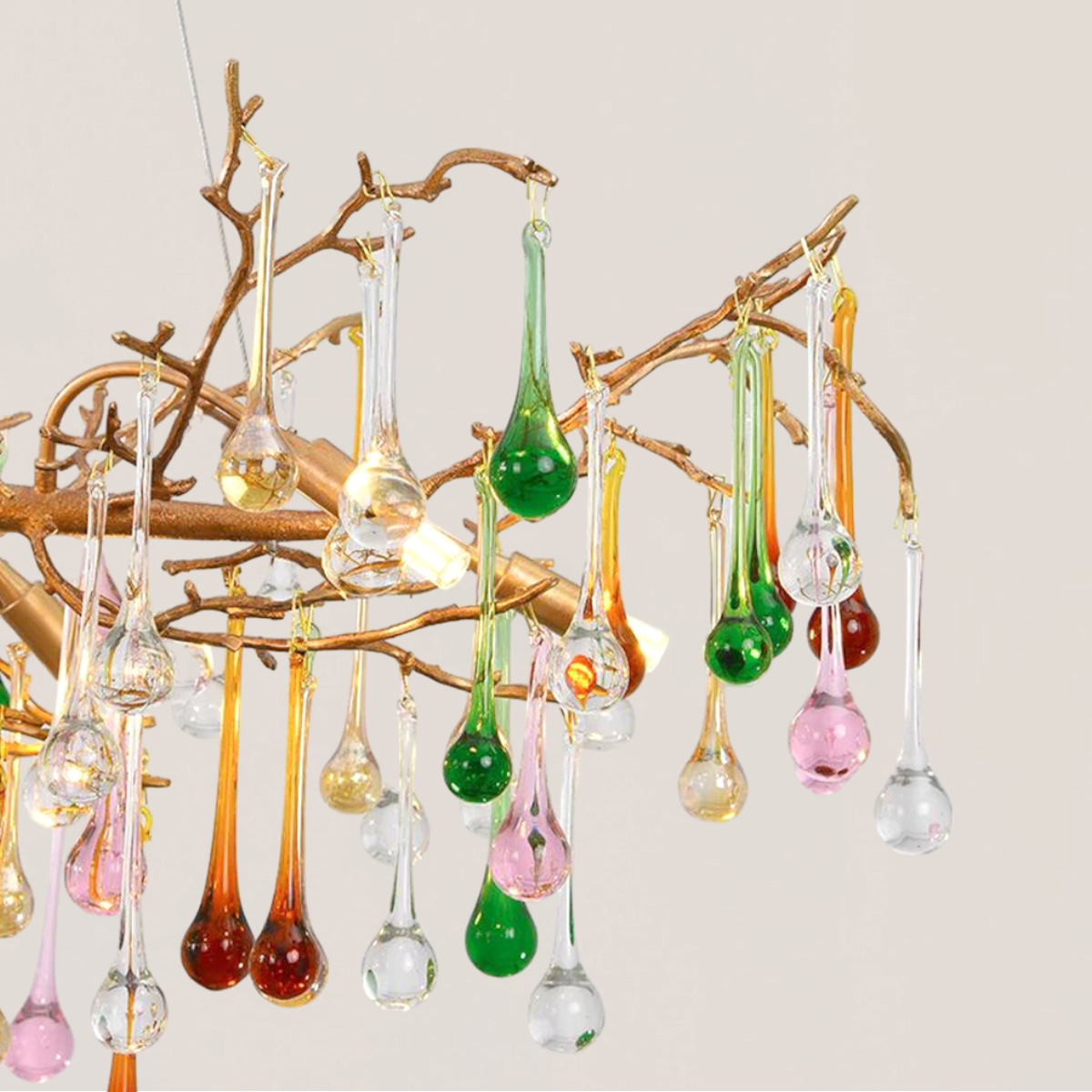 VASELAMPS - Colorful Glass Raindrop Branch Chandelier-VaseLamps