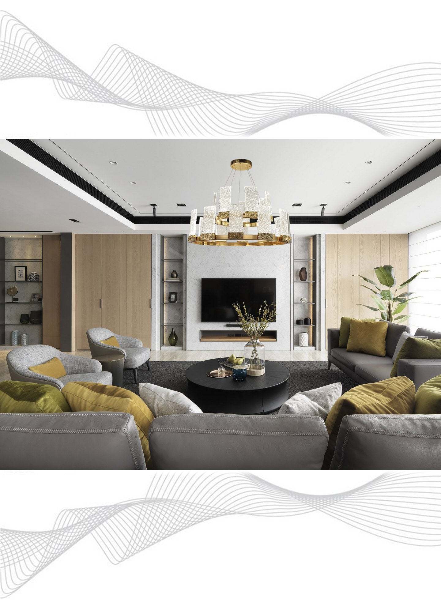 Round Tiered LED Glass Crystal Chandelier-VaseLamps