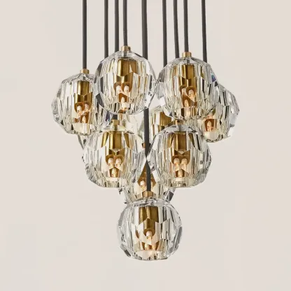 Boule De Crystal Clear Round Cluster Chandelier-VaseLamps