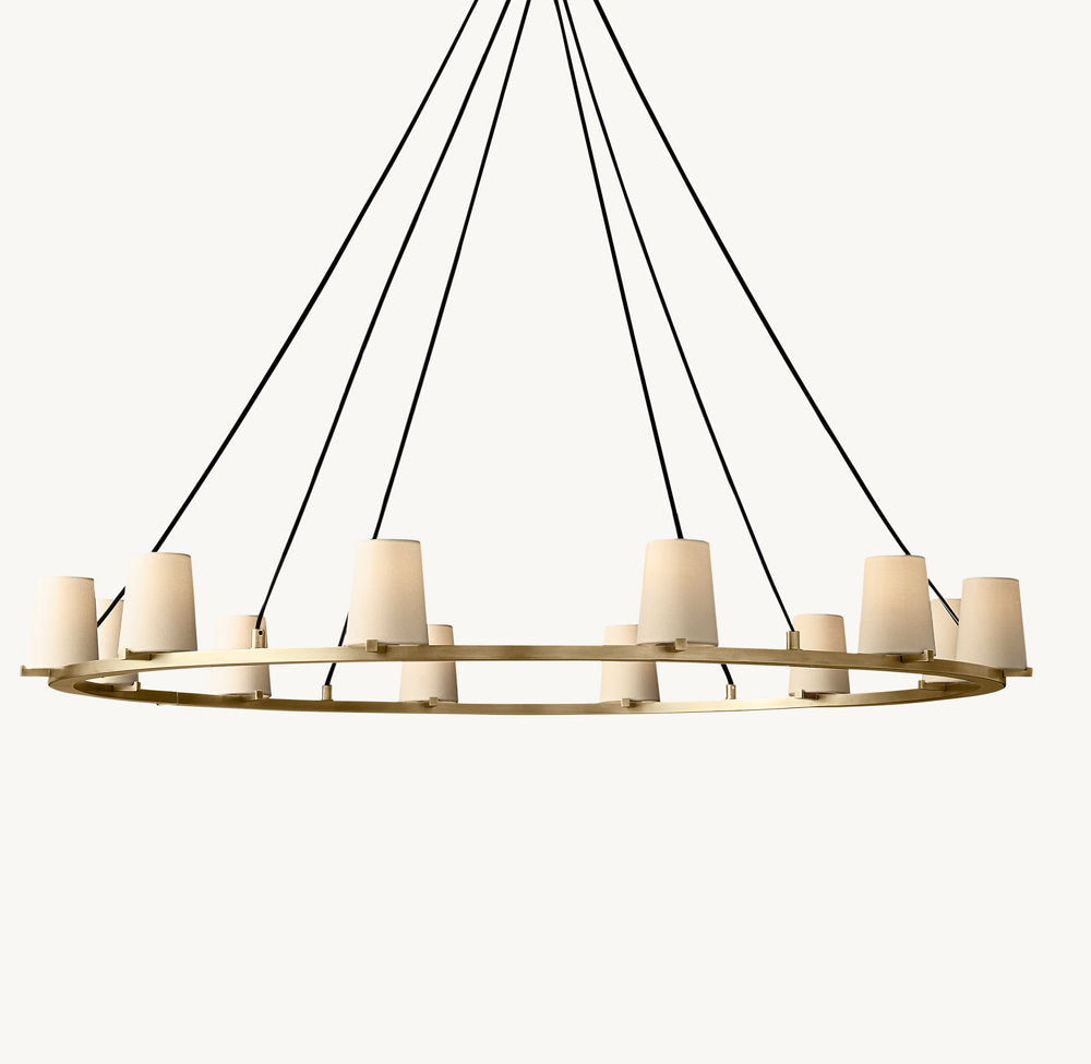Pauillac Fabric Shade Round Chandelier 60"-VaseLamps