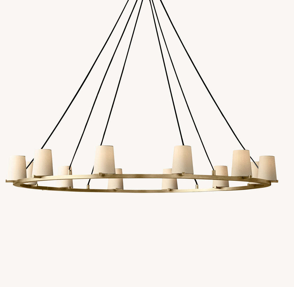 Pauillac Fabric Shade Round Chandelier 60"-VaseLamps