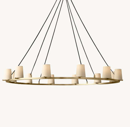 Pauillac Fabric Shade Round Chandelier 60"-VaseLamps