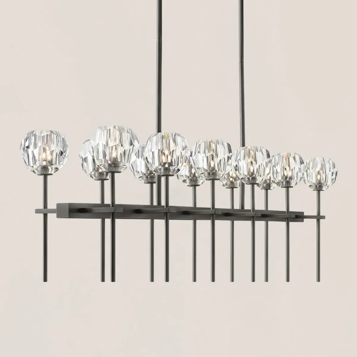 Boule De Crystal Clear Double Linear Chandelier 60"-VaseLamps