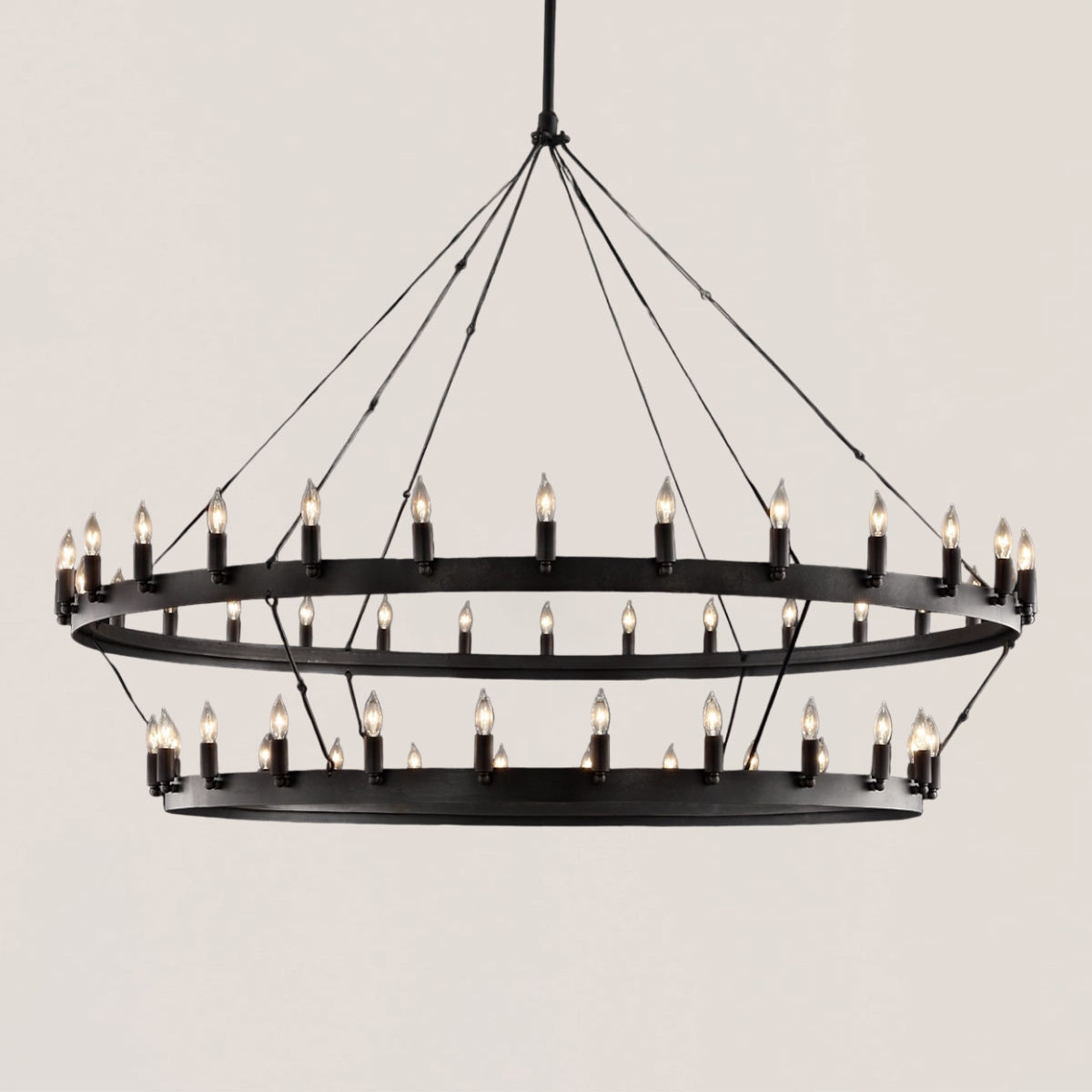 Camino Vintage Candelabra 2-Tier Black Chandelier-VaseLamps