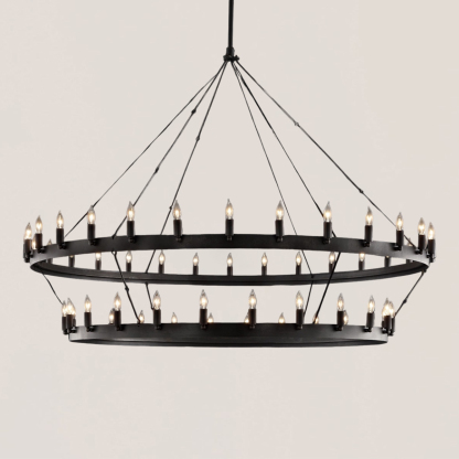 Camino Vintage Candelabra 2-Tier Black Chandelier-VaseLamps