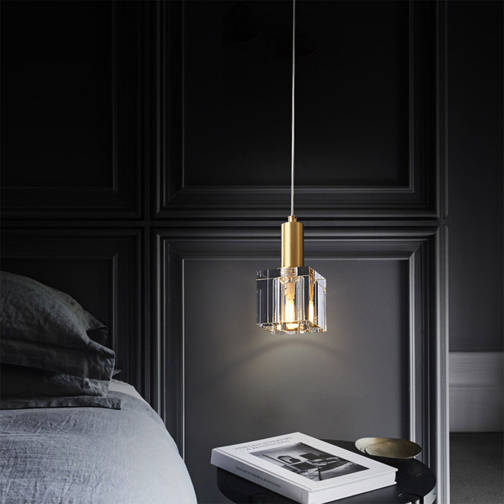 VASELAMPS - Modern Simplicity Cube Crystal Pendant Light-VaseLamps