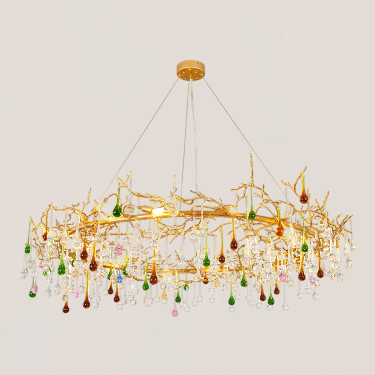 VASELAMPS - Colorful Glass Raindrop Branch Chandelier-VaseLamps