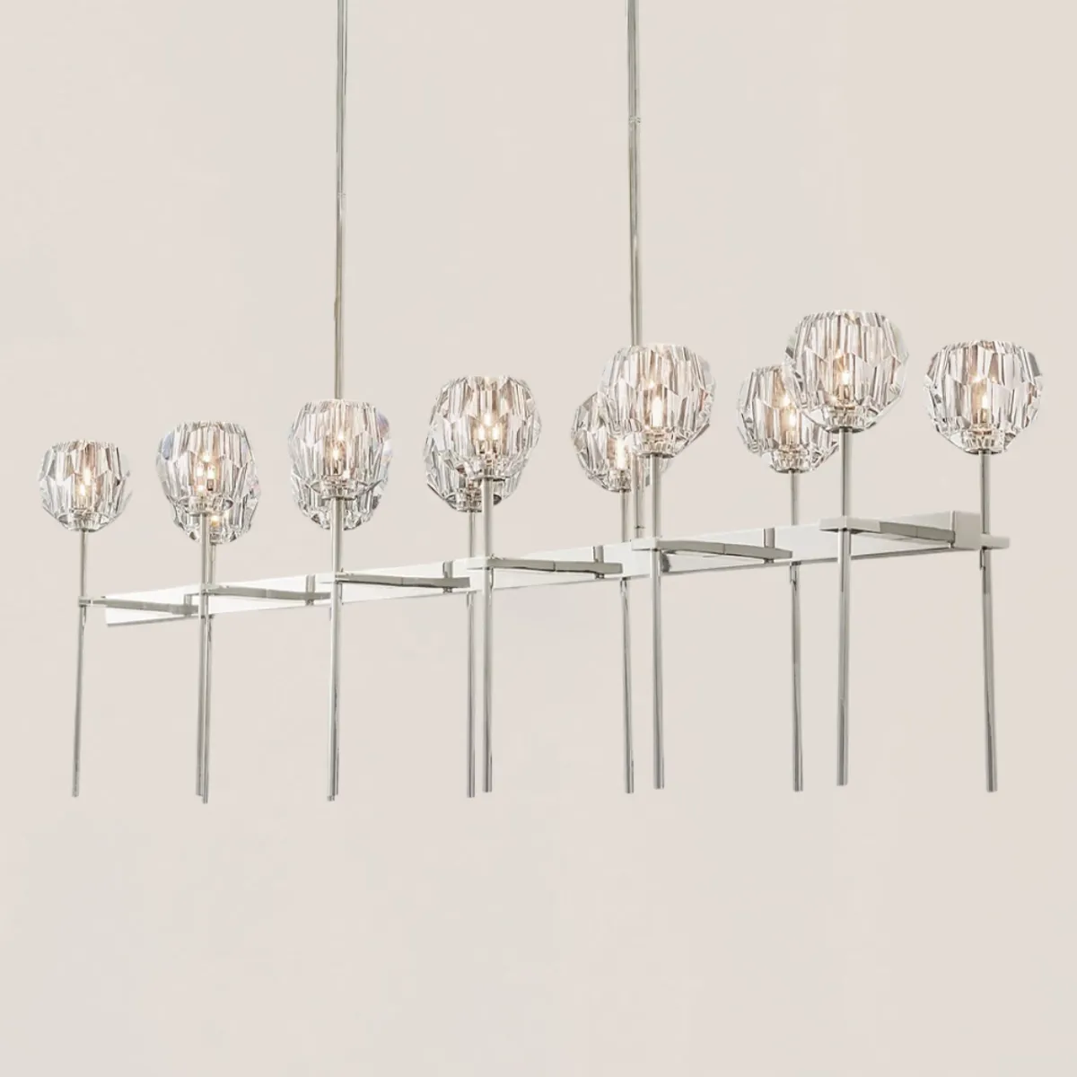 Boule De Crystal Clear Double Linear Chandelier 60"-VaseLamps